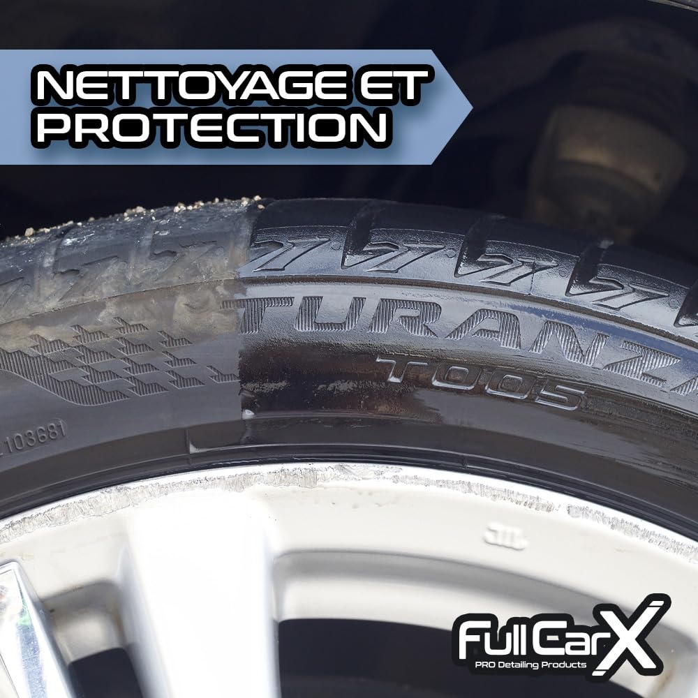 FULLCARX Tire Detailer 5 Litres Brillant Pneu, Renovateur Plastique Voiture Extérieur, Rapide et Efficace, Finition Satinée, Noir Intense Nettoyant Pneus, Produit Nettoyage Detailing Professionnel