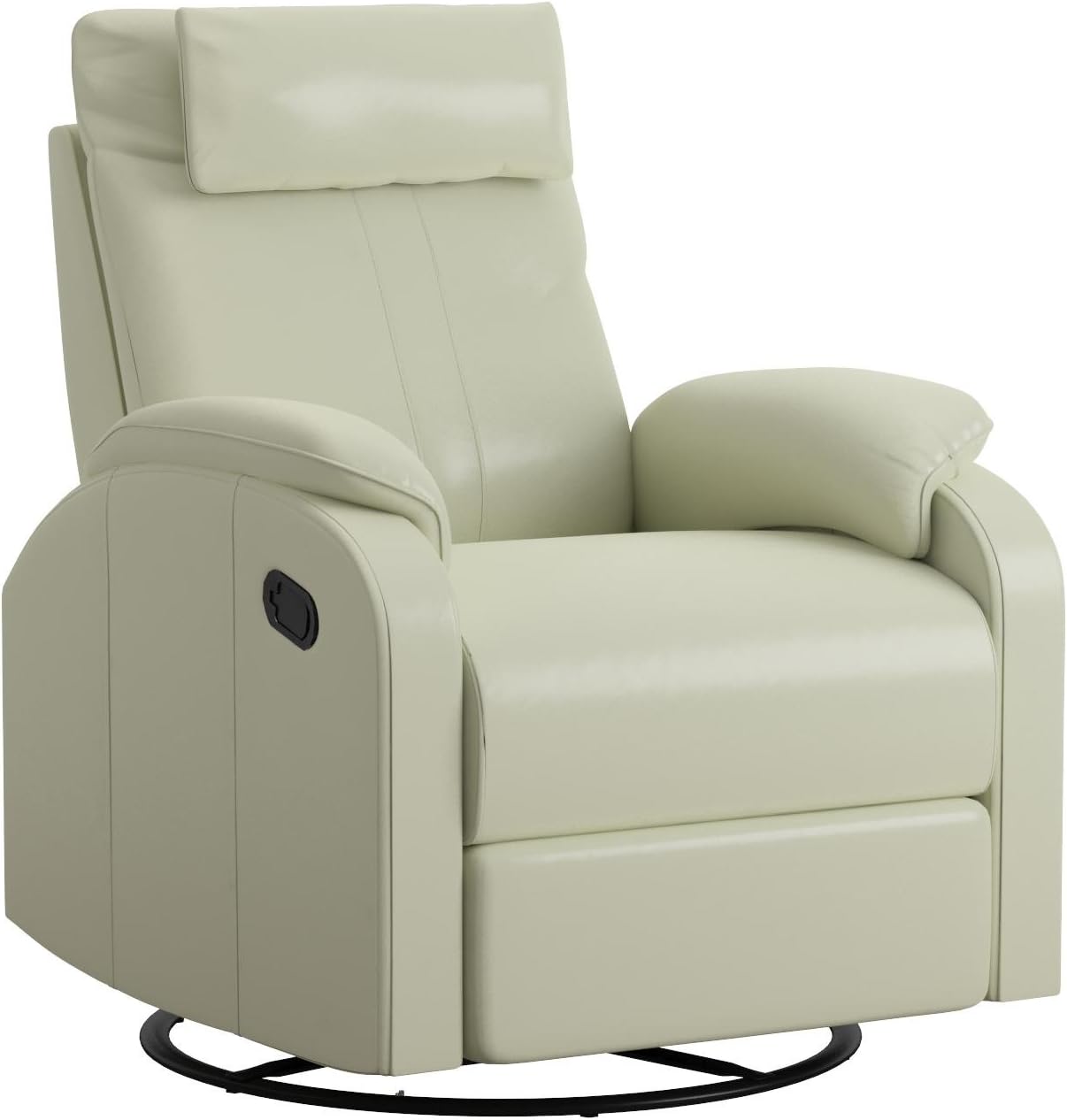 Monarch Specialties Bonded Leather Swivel Rocker Recliner, Ivory, Solid
