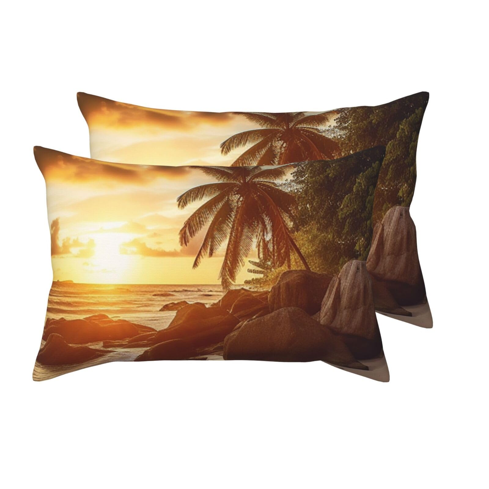 Taies d'oreiller pour cheveux et peau motif plage tropicale