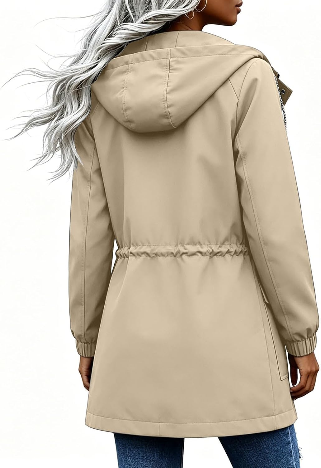 Women's Waterproof Lightweight Hooded Rain Jacket for Hiking