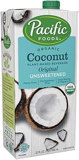 Pacific Foods Organic, Coconut Unsweetened Original Plant-Based Beverage, Keto Friendly, 32 Oz (Pack of 12)