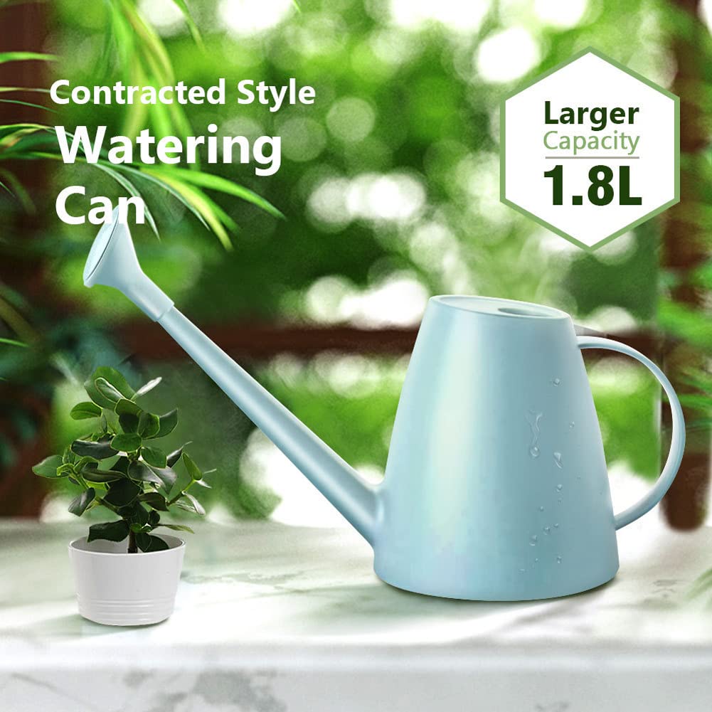 LOYUYU 0.48 Gallon Plastic Watering Can Small Lightweight Cute Indoor Outdoor Garden Plants, Watering Can with Shower Head Gray