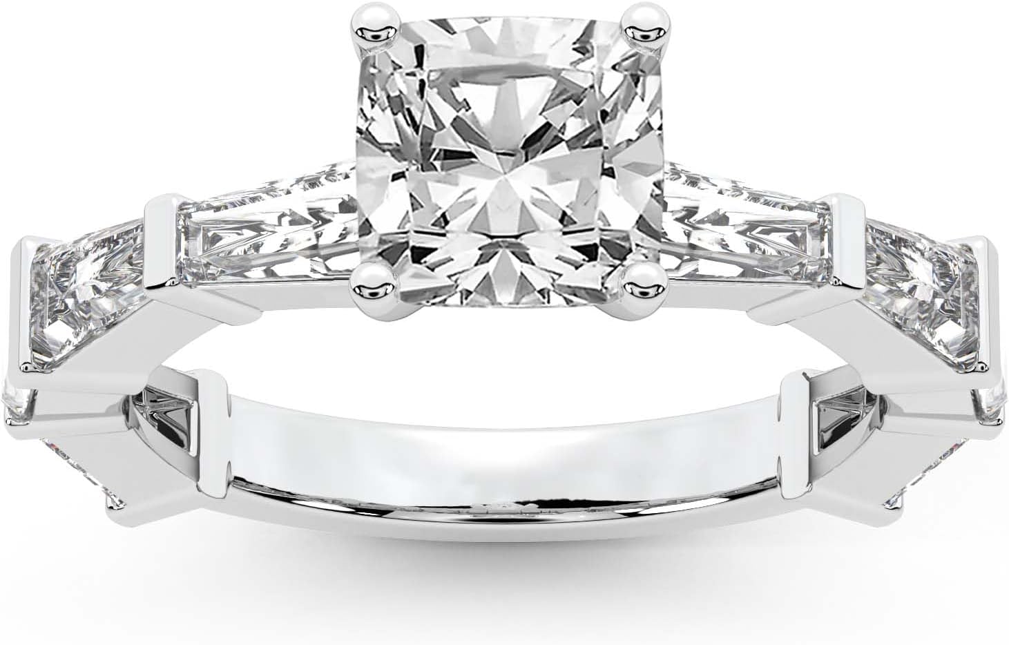 FRIENDLY DIAMONDS Lab Grown Diamond Engagement Ring For Women 0.50 Carat - 6 Carat IGI Certified | In 14K Or 18K in White, Yellow Or Rose Gold | Gizele Tapered Side Stone Ring | FG-VS1-VS2 Quality