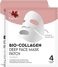 Bio-Collagen Real Deep Face Mask, Hydrating Overnight | Hydrogel Face Mask | Pore Minimizing, Elasticity Improvement, 34g (4 count (Bio-Pack of 1))