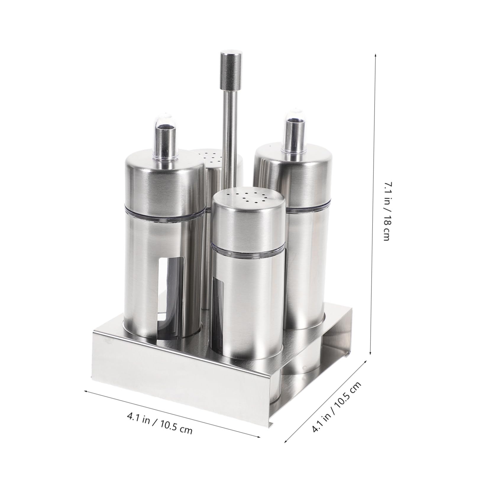 Cabilock Juego de 4 Botellas de Condimentos de Acero Inoxidable Diseño Extraíble y Transparente, Fácil de Verter, Adecuado para Cocina y Hogar en Color Plata