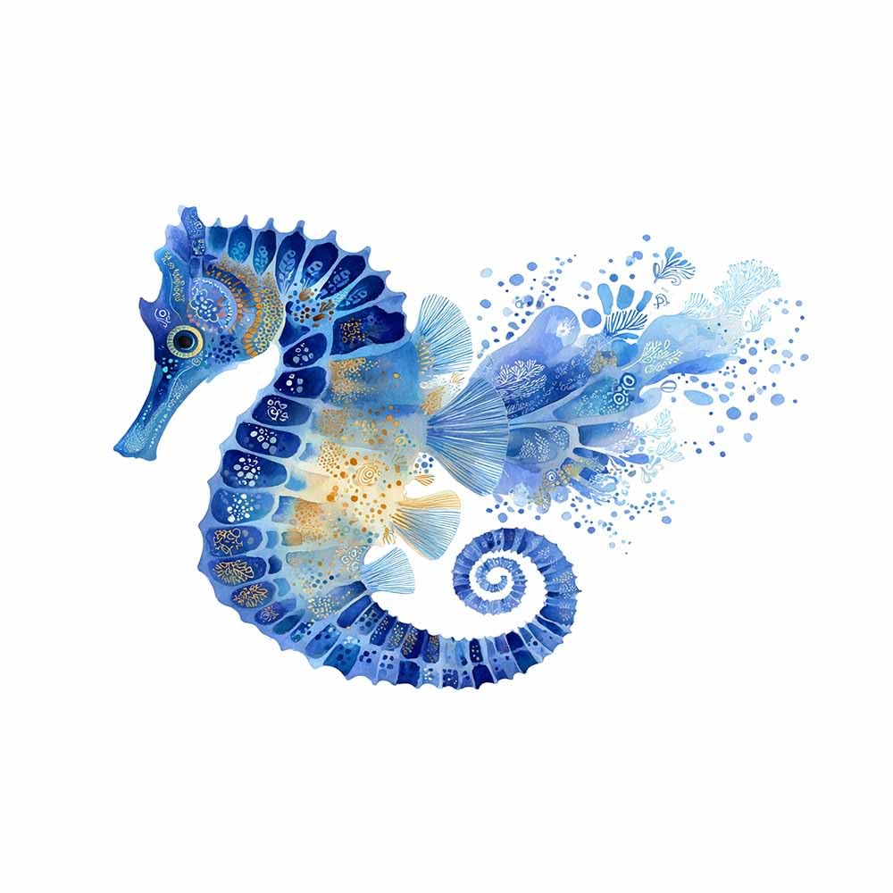 HUYEEI at Sea Ocean Painting Decorative seahorses Seascape Wall Pictures Modern for Bedroom Office Decoration Room Home Decor Works(blue)-70x100cm Unframed