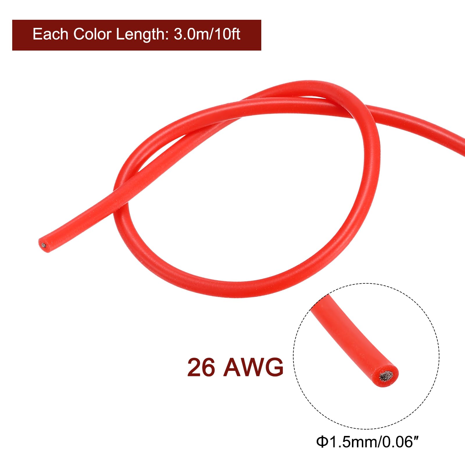 Sourcing Map 24 Jauge Silicone Fil 24AWG Électrique Fil Toronné Fil Souple Etamé Cuivre Fil Haut Temp Raccordement Fil Bleu Et Vert 3.0m/10ft Pour