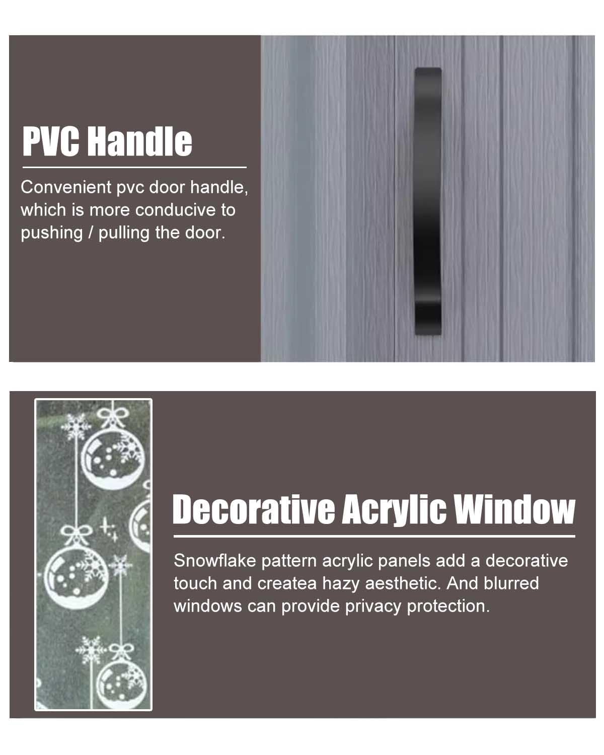 Puerta plegable interior de PVC con ventana acrílica y asa, puerta corredera blanca para cuarto de baño