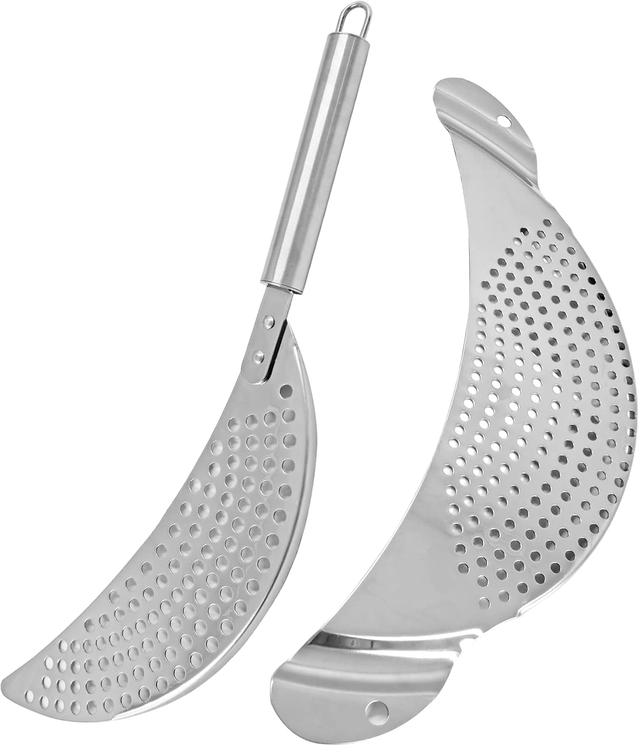 Unlorspy 2 Pieces Stainless Steel Moon Pot Strainer Set for