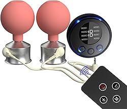 XWPBBFFC BDSM Descarga Eléctrica Control Remoto Ajustable Succionador De Pezones Juego De Estimulación De Senos Bomba De Pezones Electroestimulación Pezones Succionador De Clítoris SM Juguete Sexual f