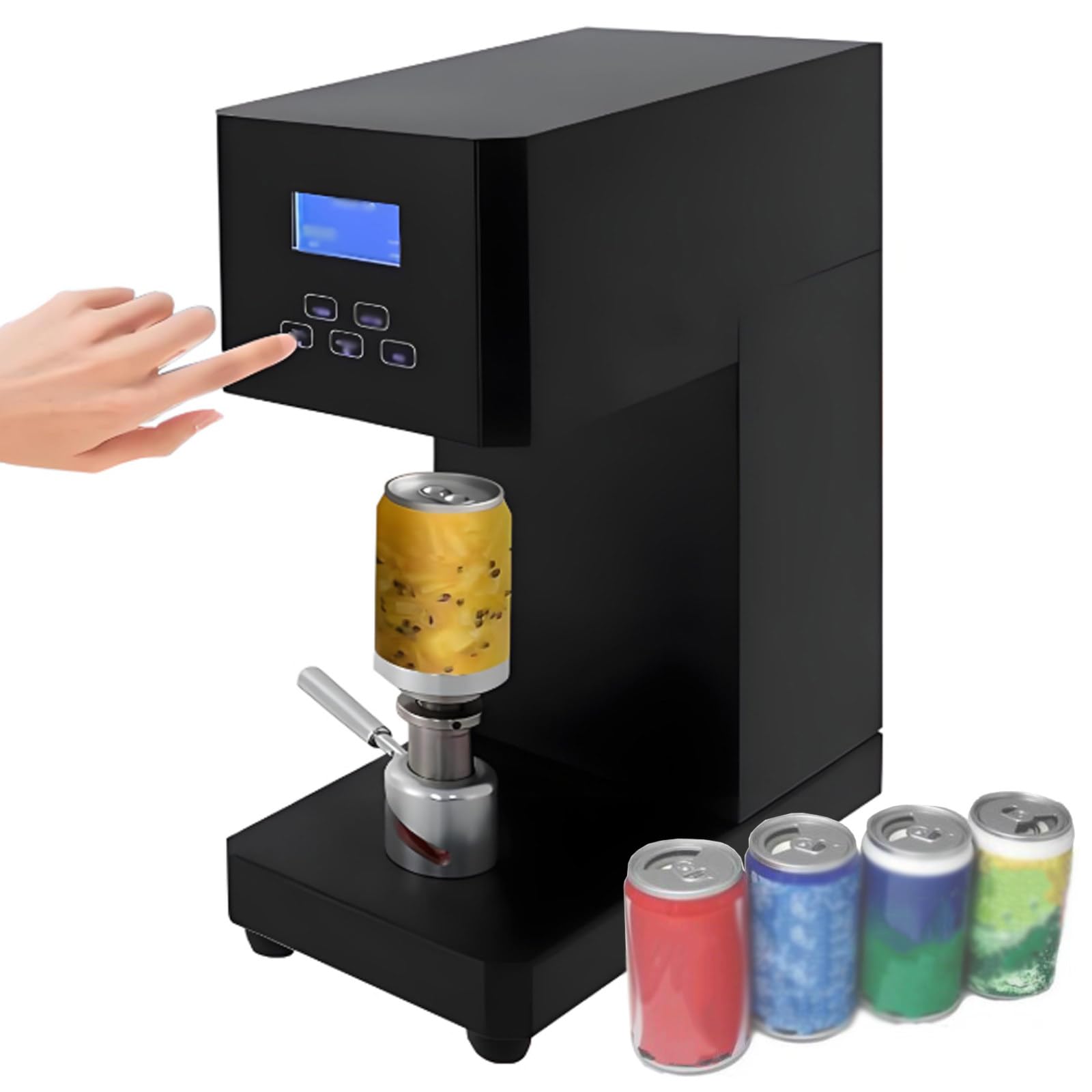 AYCDL Commercial Cans Sealer Tabletop Beverage Cup Seamer Machines Can Sealer with LED Display Counter for Homes, Bars, Cafes,Black