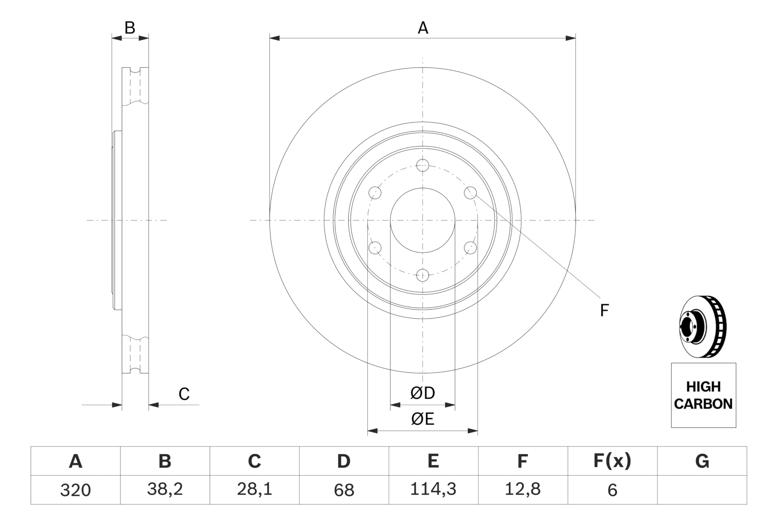 BOSCH 0 986 479 357, 2 szt Tarcze Hamulcowe przód 320mm