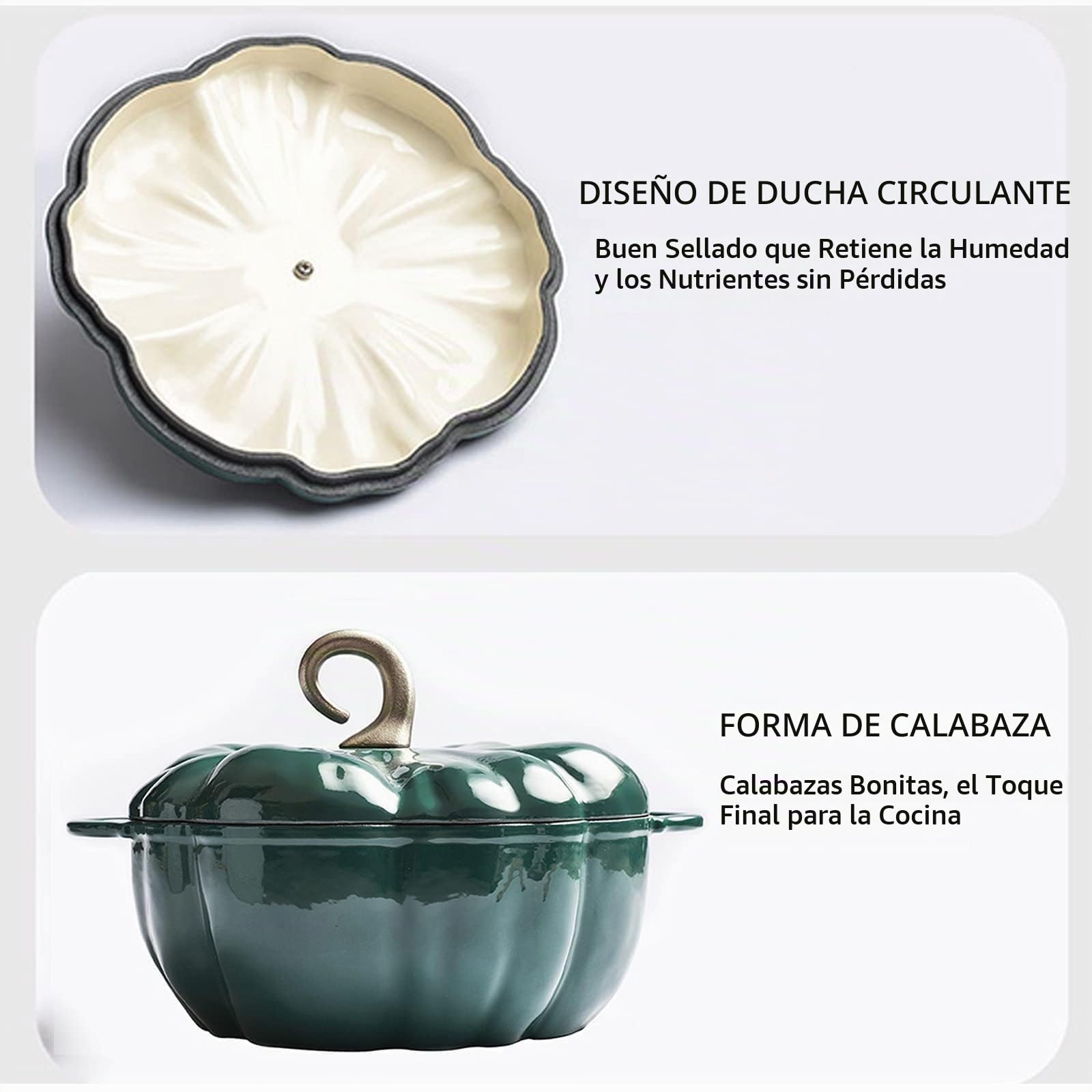 Pumpkin Design - Horno holandés de hierro fundido esmaltado con tapa, olla de 4,5 L para asar, hornear, estofar, olla antiadherente segura para horno e inducción