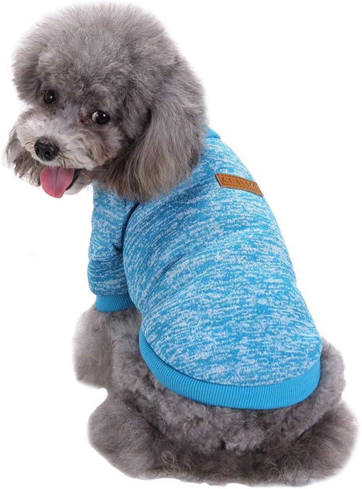 CHBORLESSPet Dog Classic Knitwear Sweater Warm Winter Puppy Pet Coat Soft Sweater Clothing for Small Dogs (XS, Light Blue)