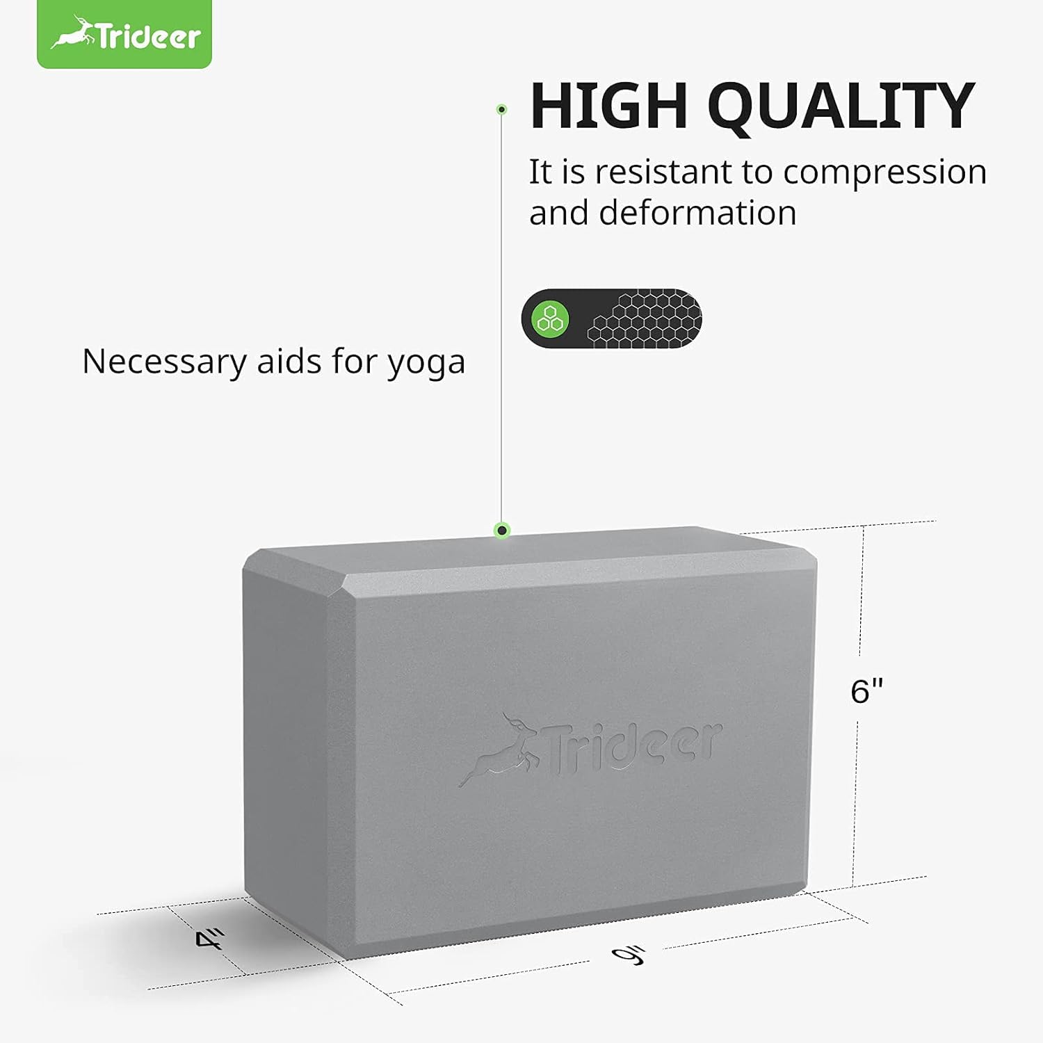 Trideer Yoga Blocks, Yoga Blocks 2 Pack, Premium EVA Foam with Free Guide, Supportive, Lightweight & Odor Resistant, Yoga Essentials for Yogi & Yogini, 9"x6"x4" (Gray) : Sports & Outdoors