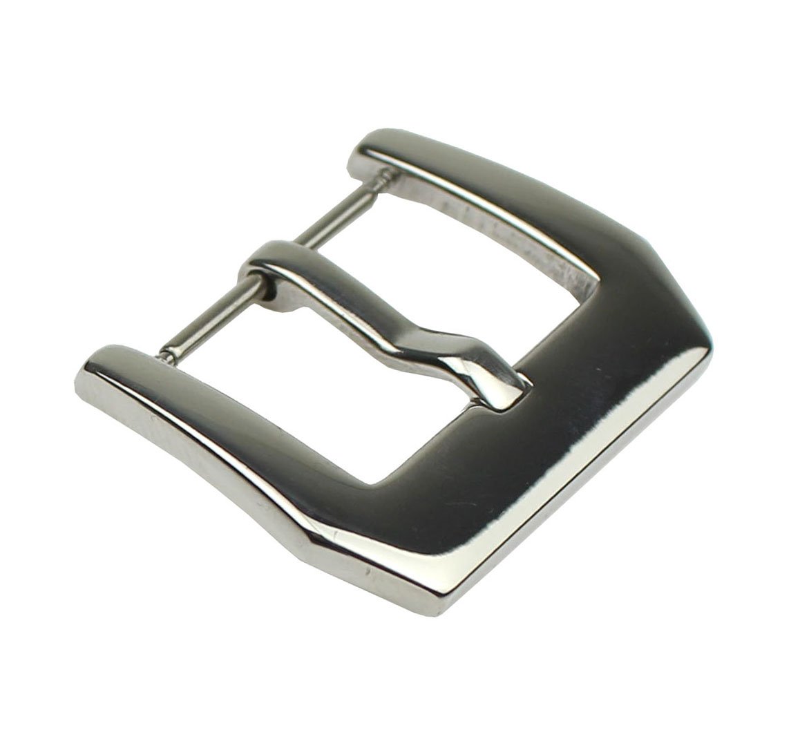 RECHERE Stainless Steel Watch Band Strap Clasp Pin Tang Buckle Polished Silver 20mm