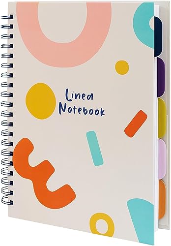 Miniatura 2 de Lindo cuaderno de espiral de tapa dura, 5 materias de composición a rayas universitarias de 8.5 x 11 cuadernos para la escuela y el trabajo (pintura