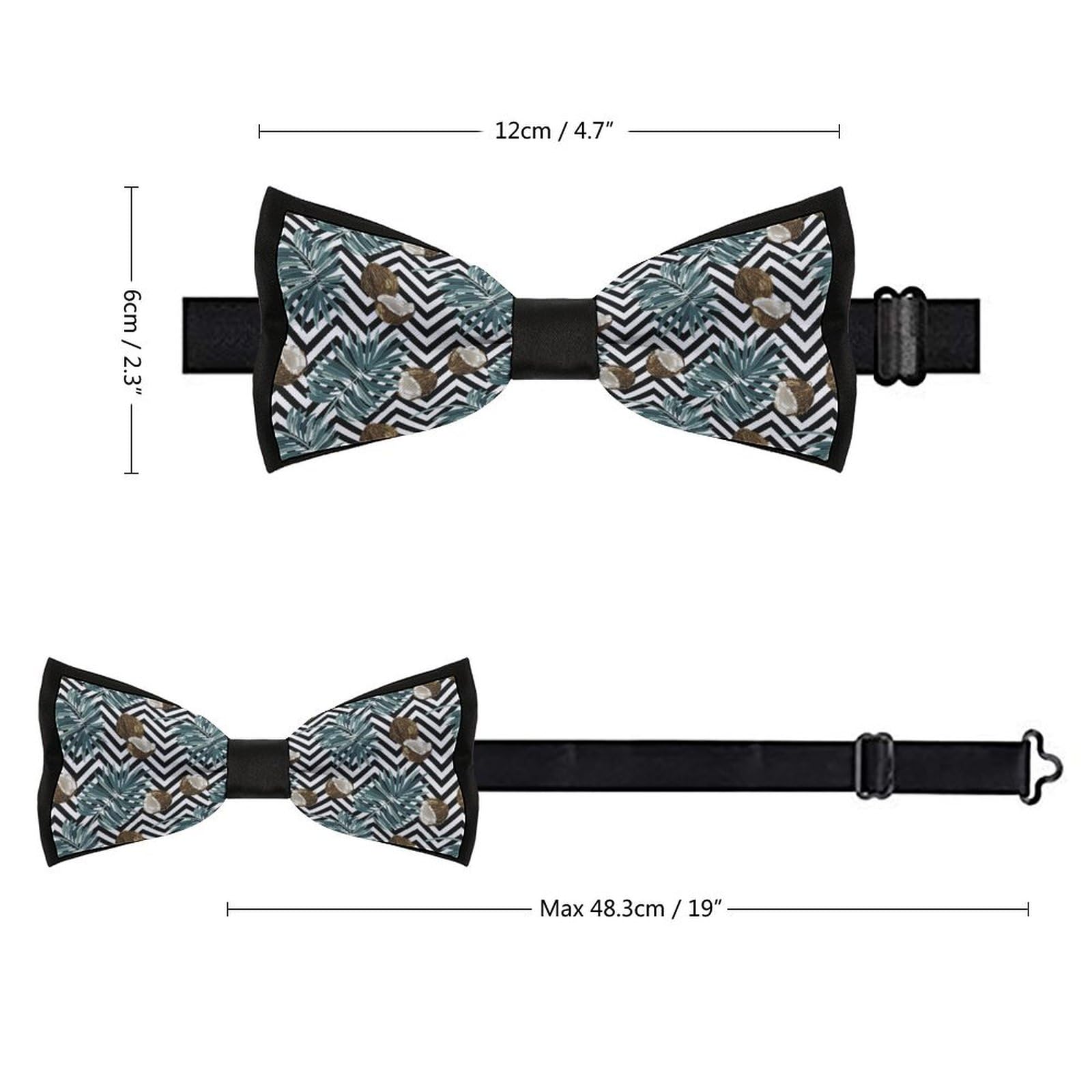 GoasNei Tropical Fruit of Coconut Pattern Bow Tie for Men Adjustable Necktie Funny Tie Neck Ties for Weddings Party