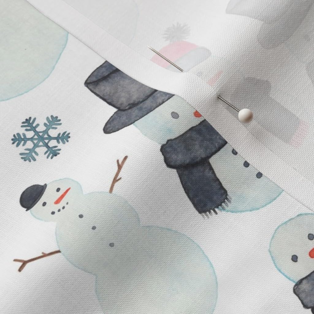 Spoonflower Fabric - Christmas Snowmen Winter Snow Snowman Children Printed on Petal Signature Cotton Fabric by The Yard - Sewing Quilting Apparel Crafts Decor