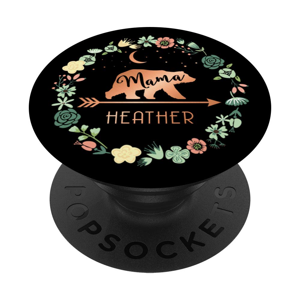 Heather Name Gift Floral Personalized Mama Bear PopSockets Grip and Stand for Phones and Tablets