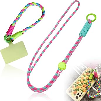 Pack of 2 Universal Mobile Phone Chains Suitable for All Smartphones Chain for Hanging Around Neck and Wrist Pad with Cord Smartphone Chain for On the Go Mobile Phone Strap with Replacement Insert K