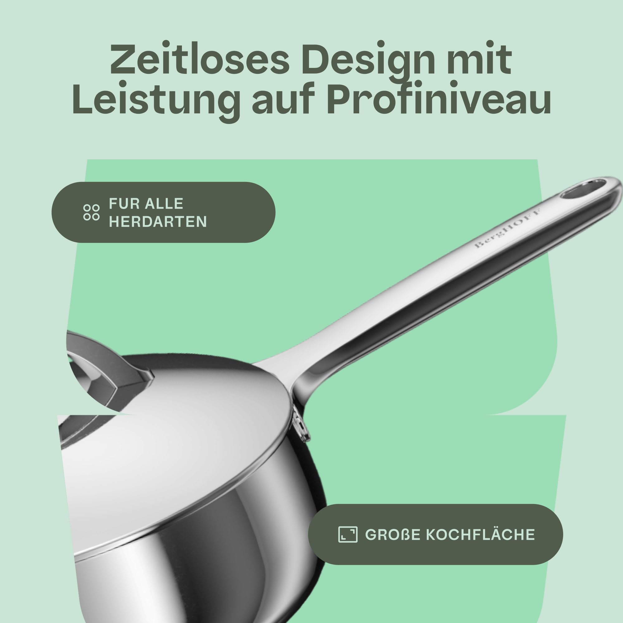 Berghoff Home Sautépfanne (24cm)– Schmorpfanne mit Deckel – Kochtopf für alle Herdarten inkl. Induktion – Kasserolle - spülmaschinengeeignet & Ofenfest