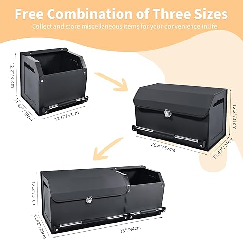 Miniatura 7 de Organizador de maletero de automóvil, organizador de maletero de cuero para SUV con tapa y asa resistente, almacenamiento plegable y ajustable