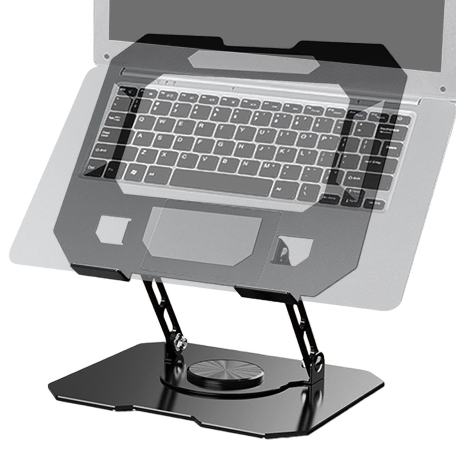 Soporte plegable flexible para laptop, soporte portátil para tablet con rotación de 360°, altura ajustable para el hogar y viajes, soporte elevador para portátil negro