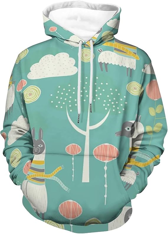 Amazon Co Jp アルパカ 漫画 雲 木 緑 可愛い パーカー メンズ 長袖 春服 秋服 冬服 トップス トレーナーパーカー ユニセックス ポリエステル100 ポケット付き おしゃれ スポーツ 柔らかい 部屋着 オーバーサイズ 3xl 服 ファッション小物