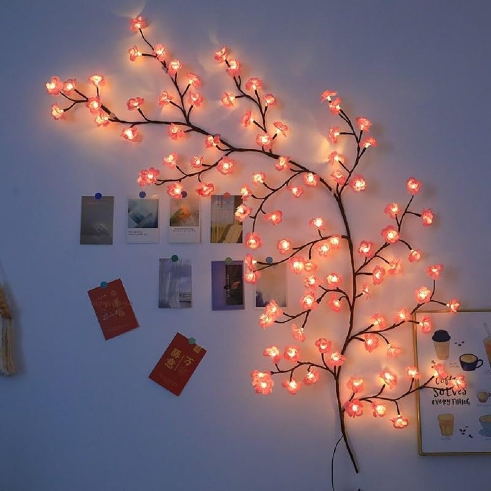 LED Cherry Blossom Tree Branch Lights with Remote Control | Wall Mounted Decorative Vine Lights | USB Powered Flexible LED Branch Light for Bedroom, Living Room, Balcony, Patio & Home Decoration-image-26