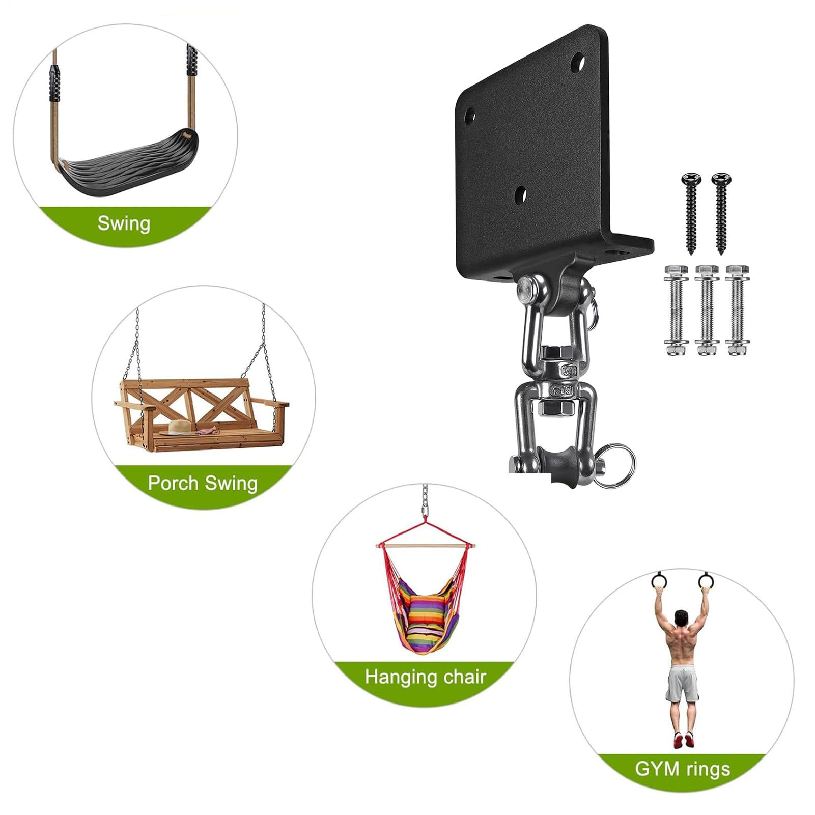 Gancio Porta Punching Bag Supporto Per Sacco Da Boxe a Soffitto | Ganci Antiscivolo Rotanti 360° per Palestra Casa Yoga Marziali Allenamento