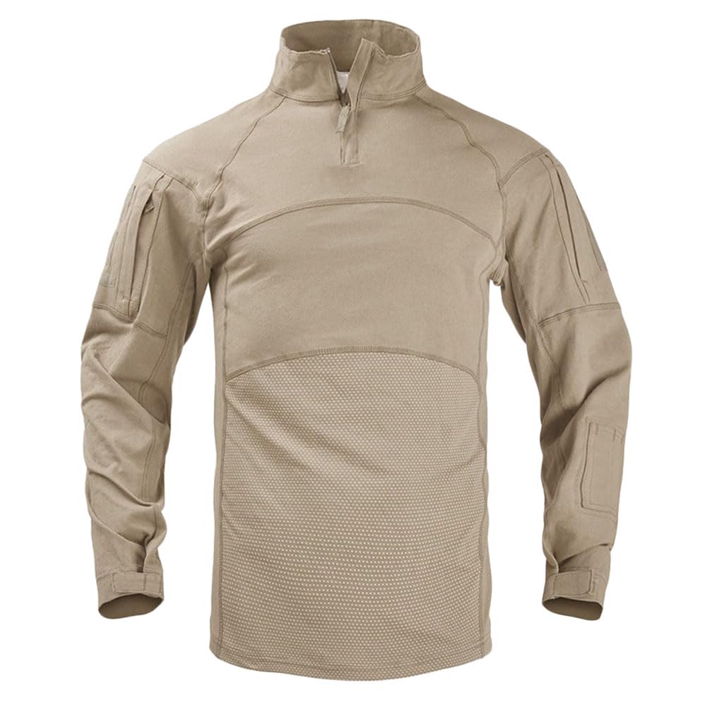 Męska koszulka taktyczna z długim rękawem z zamkiem 1/4 w stylu wojskowym, slim fit, kamuflaż, odzież outdoorowa, na polowanie, kemping, wędrówki