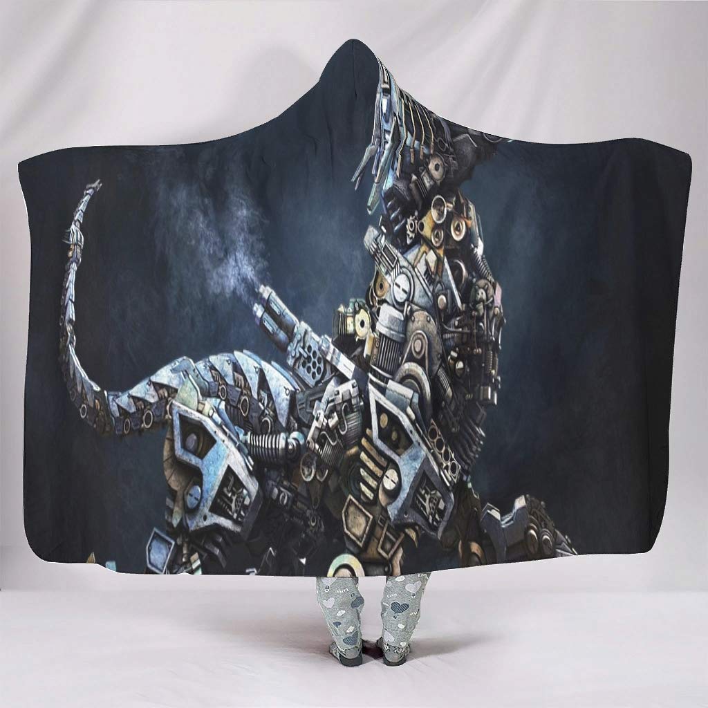 Moomo Robot Dog Ultra Soft Snuggle Hoody Blanket Microfiber Fleece Throw for Lounge Couch Office Adult Women and Men All Seasons White 60x80 inch
