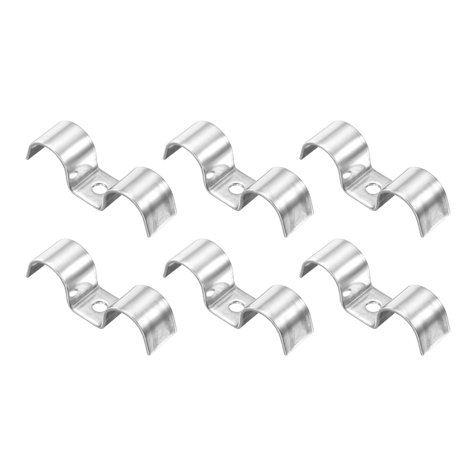 sourcing map 6 Pcs Stainless Steel Double Line Clamp 20 mm / 13/16 inch Fuel Lines Clips M-Shape Mounting Clip for Brake Fuel Lines Tubes Wire Pipe Cord Installation, Silver
