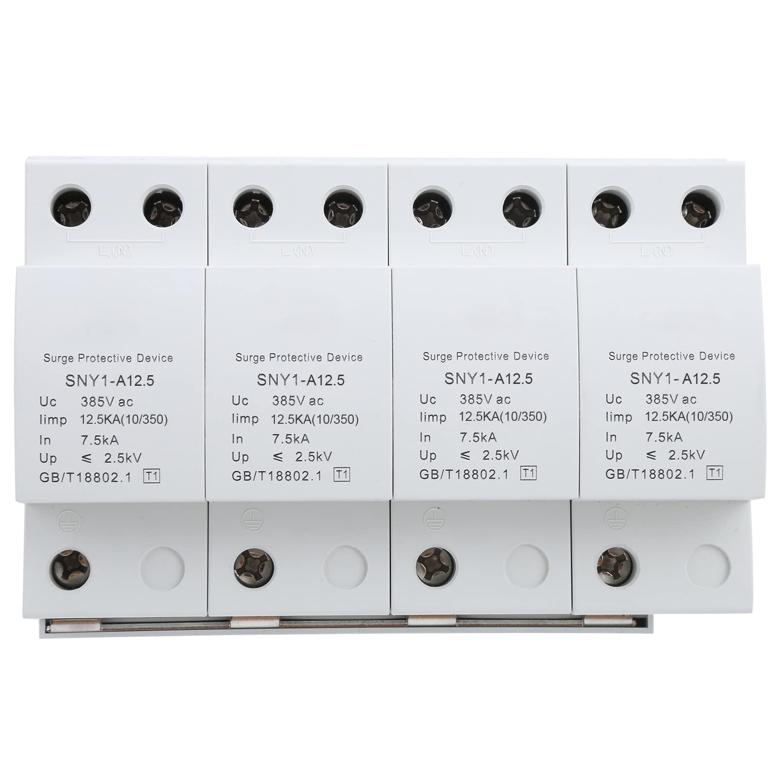 Cocoarm Protector contra Sobretensiones 4P Dispositivo de Protección contra Sobretensiones 385VAC PBT Enchufe en Carril DIN Tipo 80KA Respuesta contra Rayos Base Reutilizable IP20 para Gabinete de