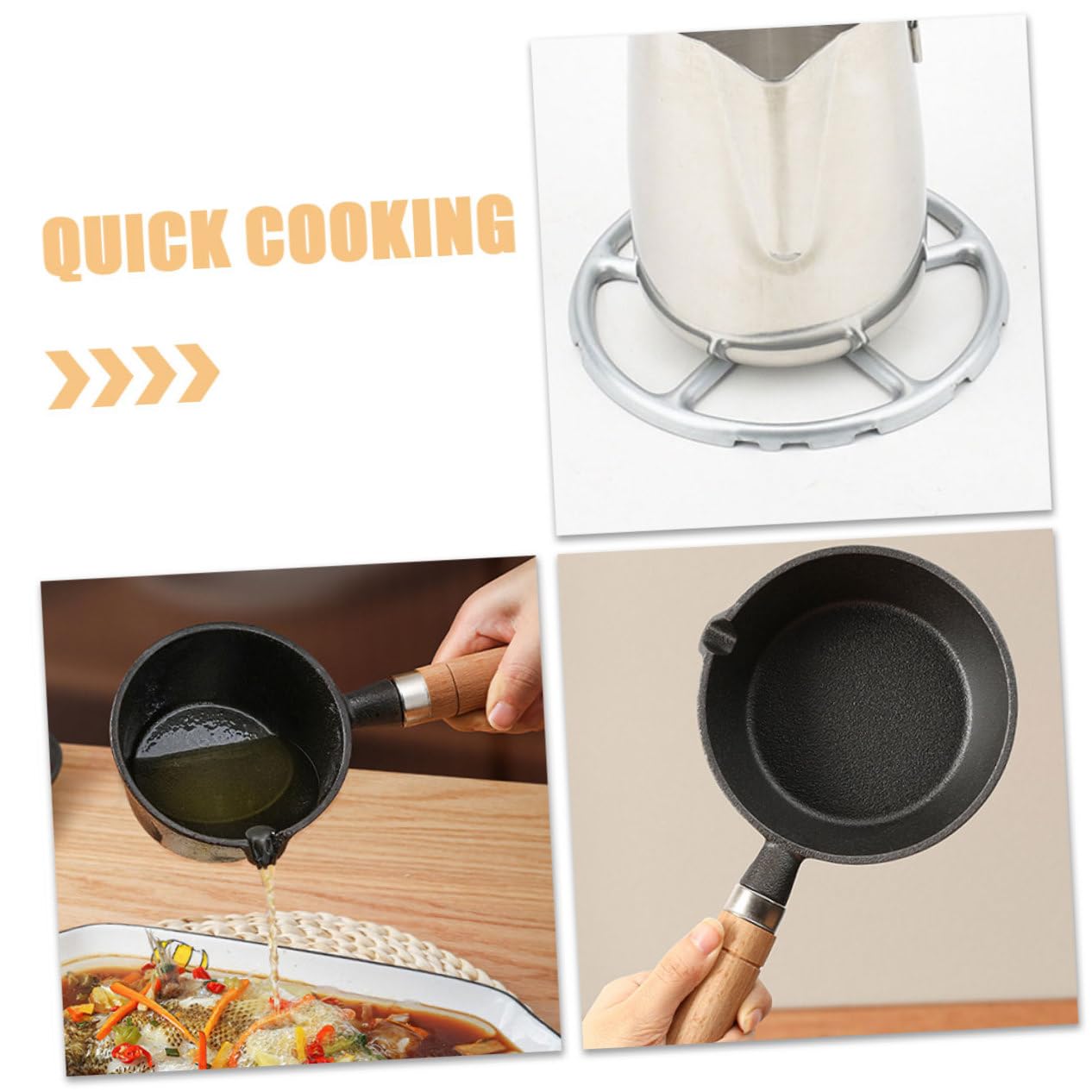 Toddmomy Kleiner Gusseisentopf Zum Kochen Mit Holzgriff Antihaftbeschichtung Als Butterschmelztopf Milchbutterwärmer Für Herd Und Outdoor-aktivitäten
