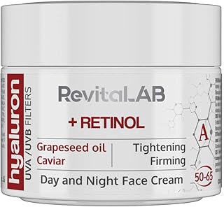 RevitaLAB - Hyaluron - Crème de jour et de nuit anti-âge, enrichie en rétinol, caviar et raisins rouges, pour personnes de 50 à 65 ans, 50 ml