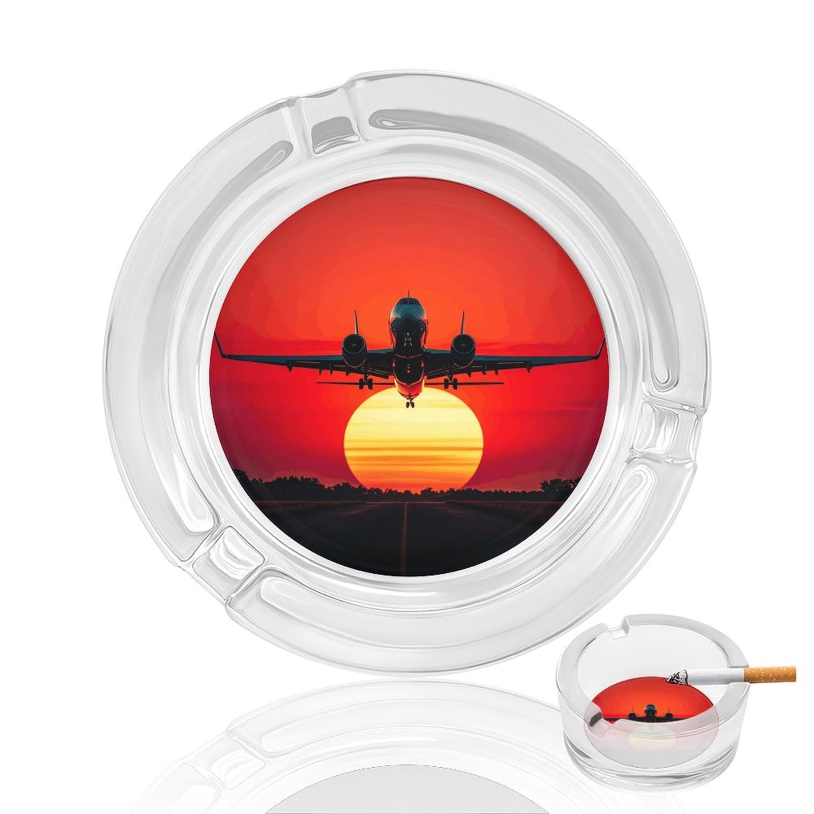 Cendrier sans fumée rouge coucher de soleil pour extérieur et verre déco maison
