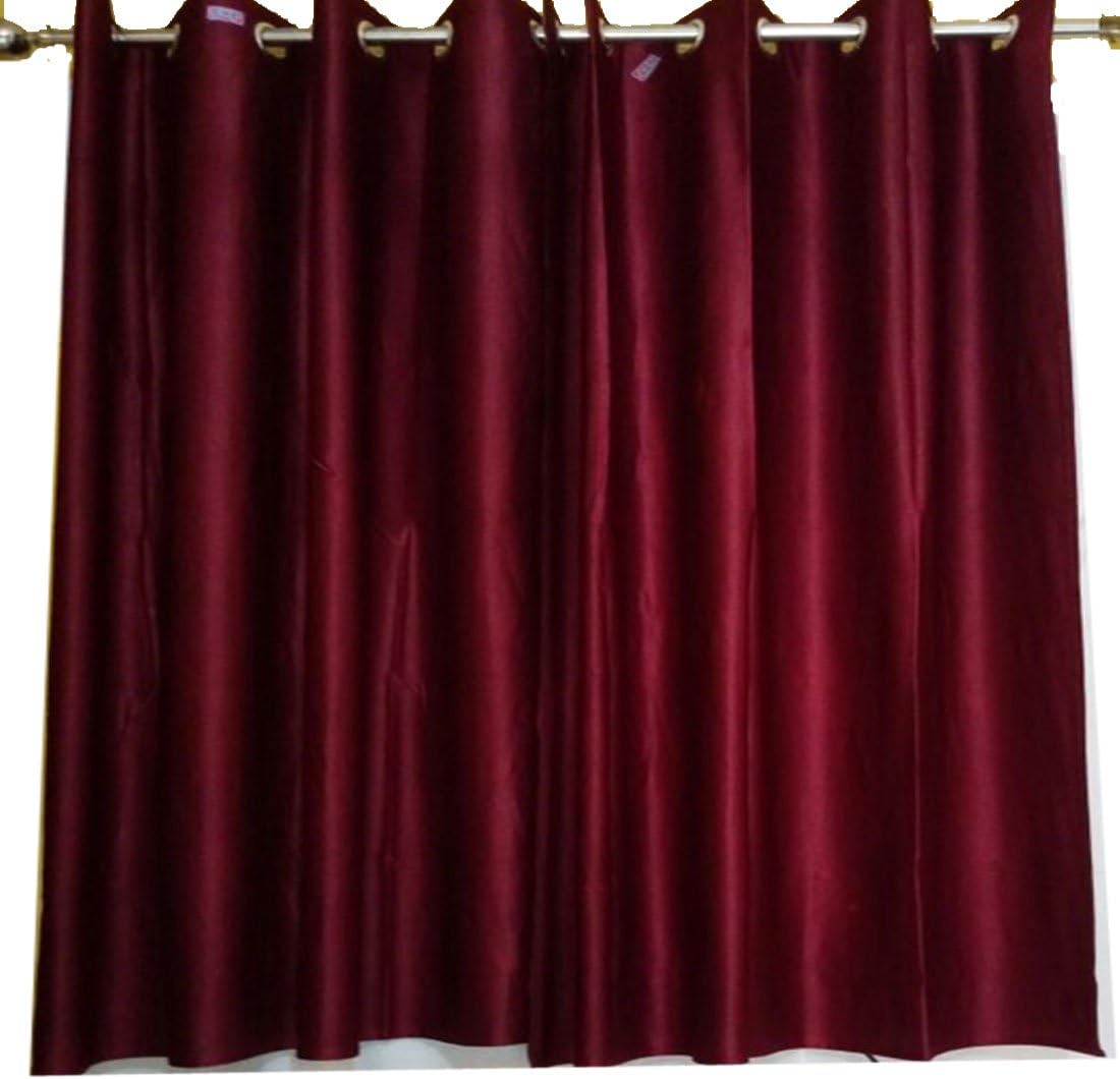 New Era Collections Maroon Polyester Eyelet 5 feet Window Curtains Set of 2