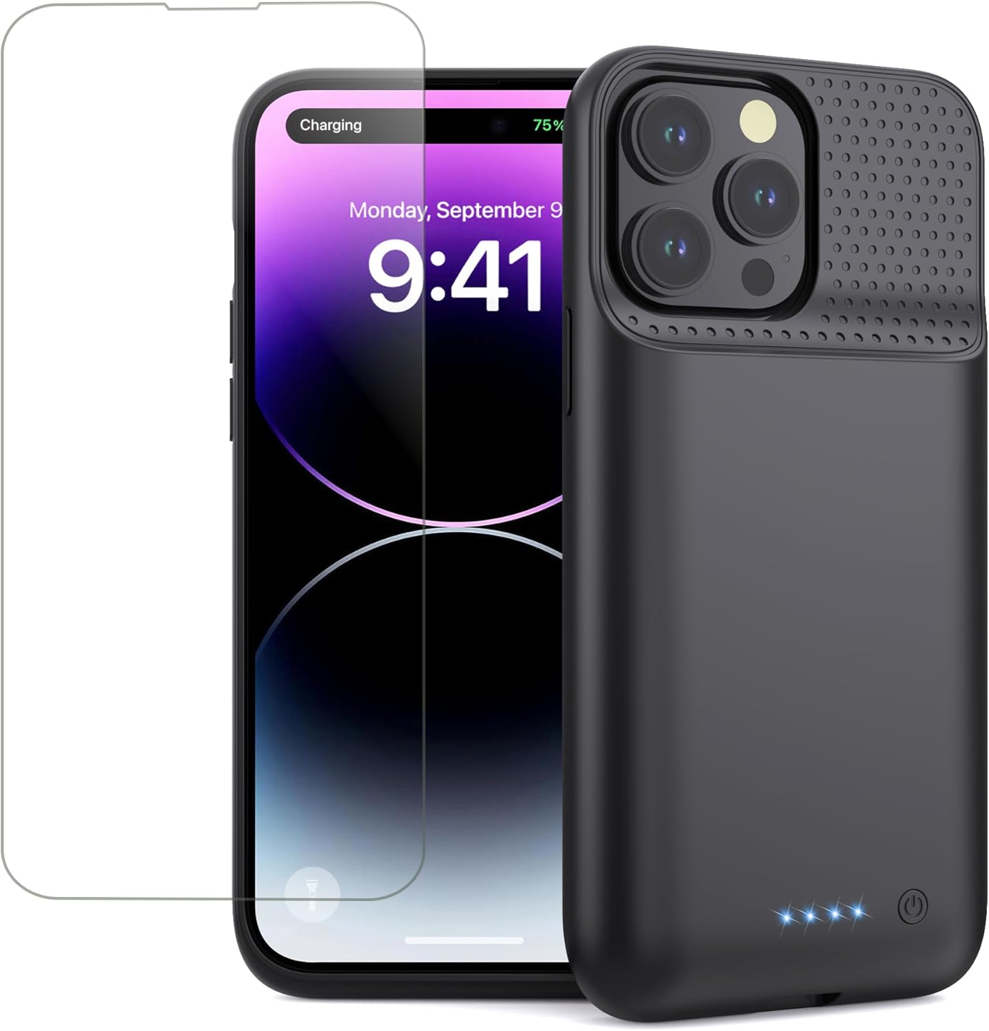 Battery Case for iPhone 14Pro Max/14 Plus/13Pro Max/,Slim Upgrated Powerful 8600mAh Portable Extended Charger Case Cover for iPhone 14Pro Max/14 Plus/13Pro Max Battery Charger Case Black