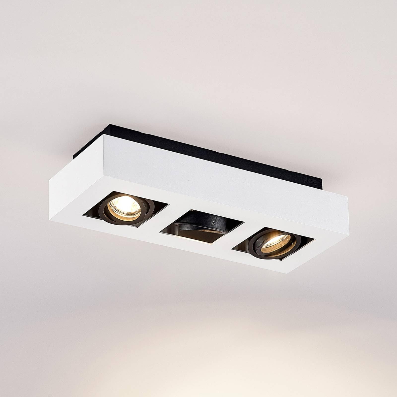 Arcchio lámpara de techo en blanco, foco | lámpara de cocina, gu10, 3 bombillas, moderno, de aluminio, angular para cocina, oficina, espacio de trabajo, sala de estar,