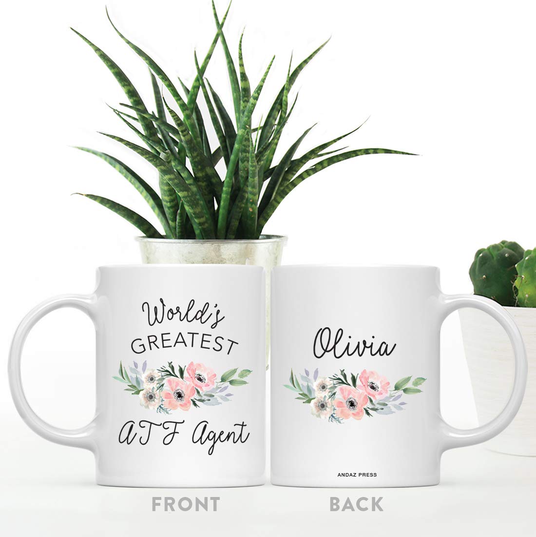 Andaz Press Personalized 11oz Coffee Mug - World's Greatest Mail Carrier Design, Pink Anemone, Gift Boxed