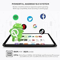 Vista 2 de Joying 10.1 HD Head Unit Android 10 Single Din Car Stereo Touch Screen Car Radio 4GB+64G with GPS Navigation, Wiress CarPlay and Wiress Android