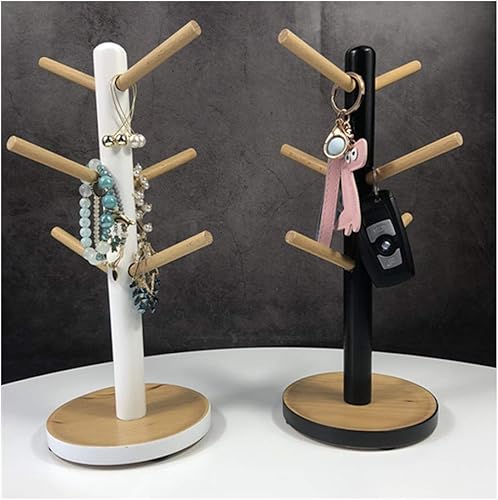 Miniatura 6 de Soporte de madera para tazas, soporte extraíble para taza de té y café, soporte de exhibición para mostrador, estante para tazas con 6 ganchos