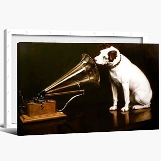His Master's Voice Poster Canvas Prints Vintage Wall Art for Living Room Bedroom Bathroom Home Kitchen Decor Framed12x8inch