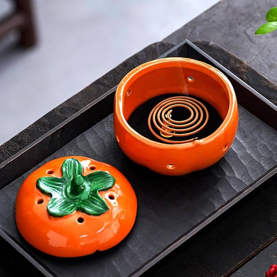 Amazon.com: 【柿子】 柿柿如意炉室内托陶瓷创意摆件Pendant 家用香