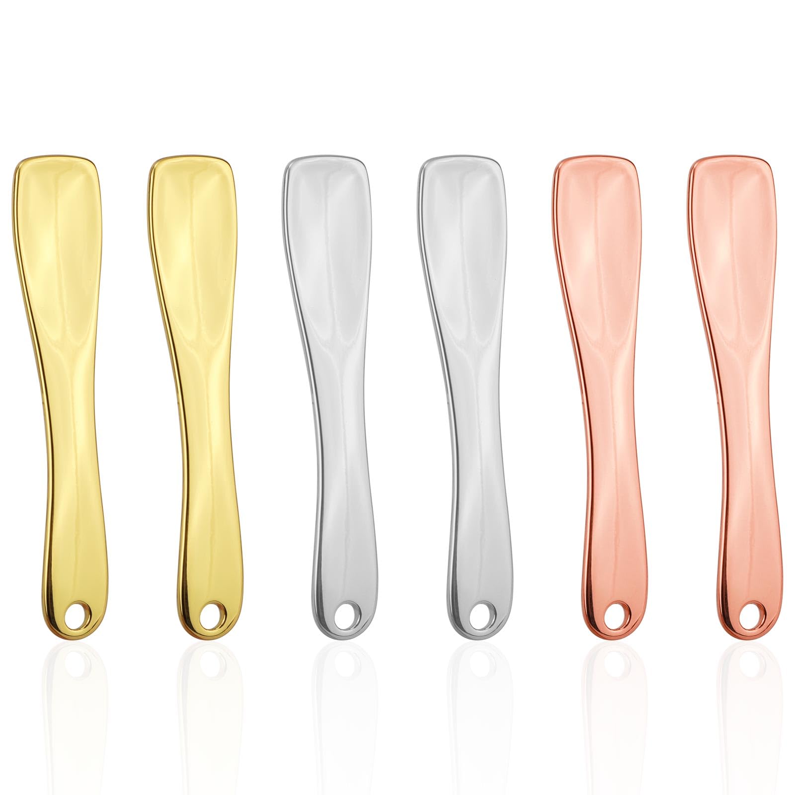 Photo 1 of Gosknor 6pcs Mini Metal Makeup Spatula, 3 Colors Reusable Mini Skincare Scoop Applicator with Storage Box Beauty Cosmetic Spoon Practical Facial Tools for Eye Cream Mask Lotion Moisturizer