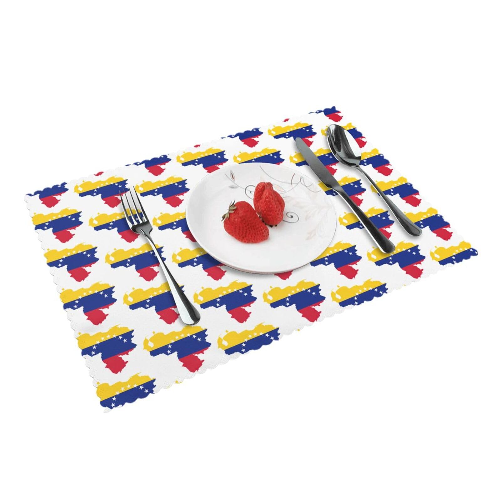 Venezuela Flag Placemats For Dining Table Set Of 4 Heat Resistant Washable Kitchen Parties Coffee Table Decor