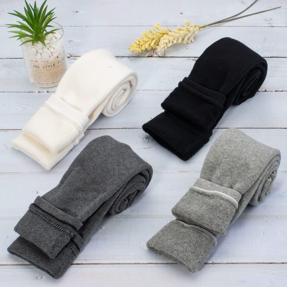 4/5 Pack Toddler Girls Loop Fleece Leggings Cat Printed Warm Winter Stretchy Pants Trousers Stockings Pantyhose Multicolor - Image 3