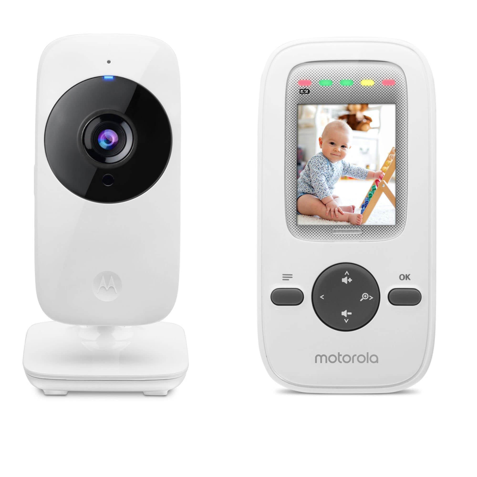 Motorola Nursery VM481 - elektroniczna niania wideo z przenośną jednostką rodzicielską, bardzo czułym mikrofonem, noktowizorem na podczerwień, zoomem cyfrowym, srebrna